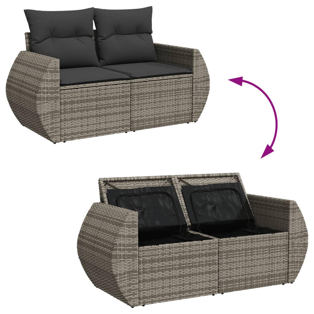 10 pcs garden sofa set with cushions poly rattan grey