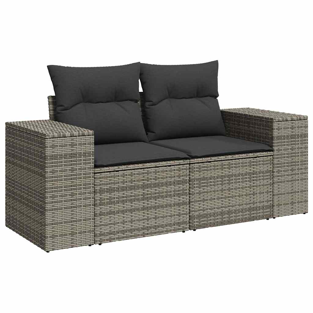 8 pcs garden sofa set with cushions poly rattan grey