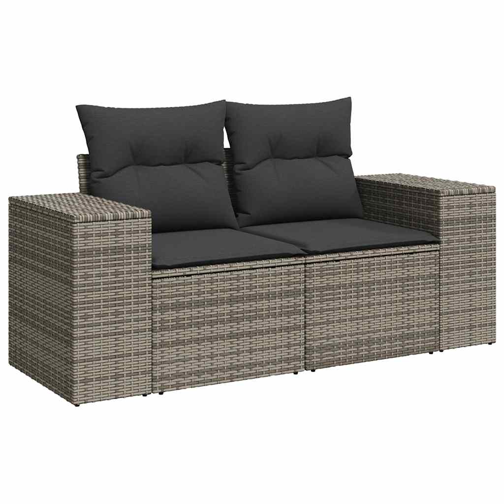 8 pcs garden sofa set with cushions poly rattan grey