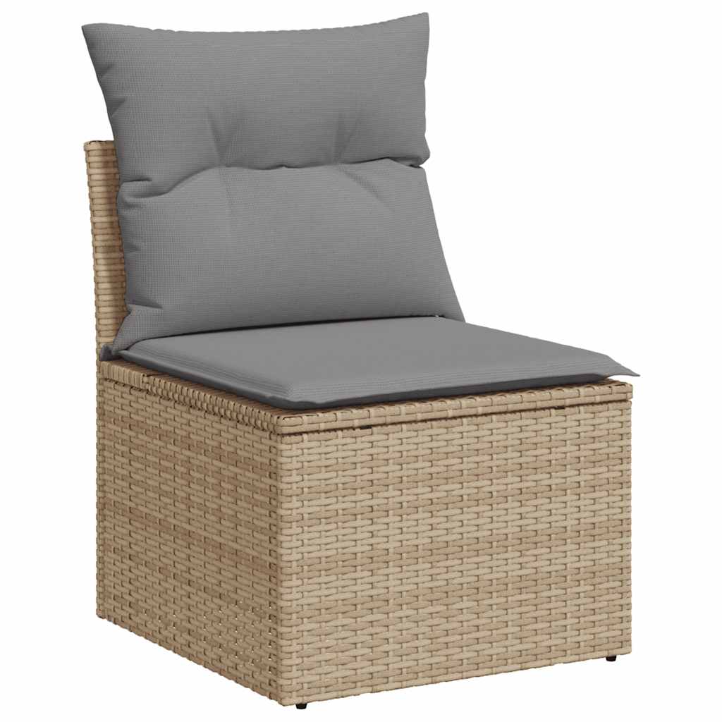 10 pcs garden sofa set with PE wicker/acacia beige cushions