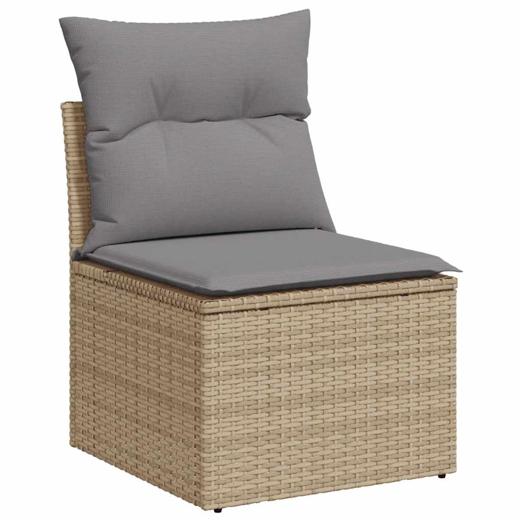 10 pcs garden sofa set with PE wicker/acacia beige cushions