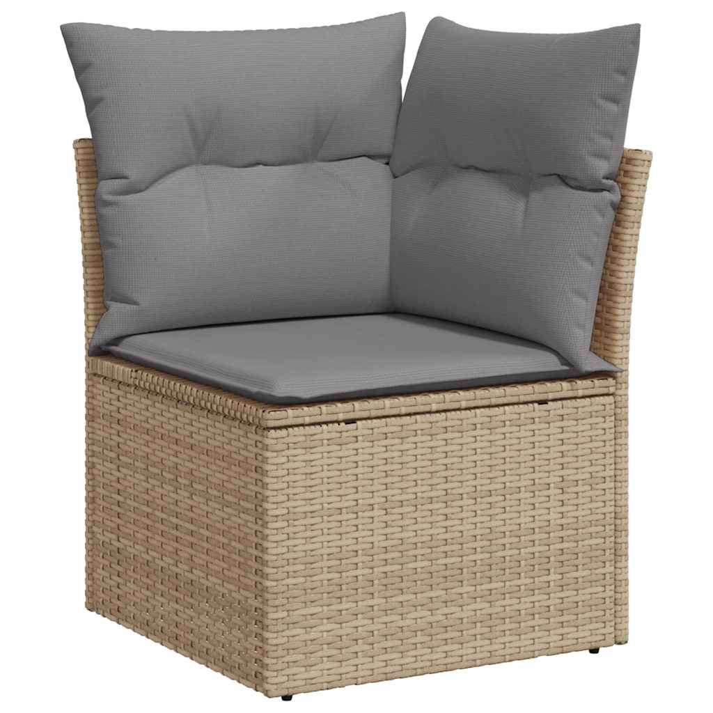 10 pcs garden sofa set with PE wicker/acacia beige cushions