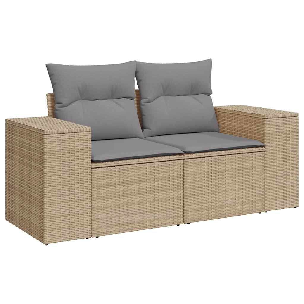 10 pcs garden sofa set with PE wicker/acacia beige cushions