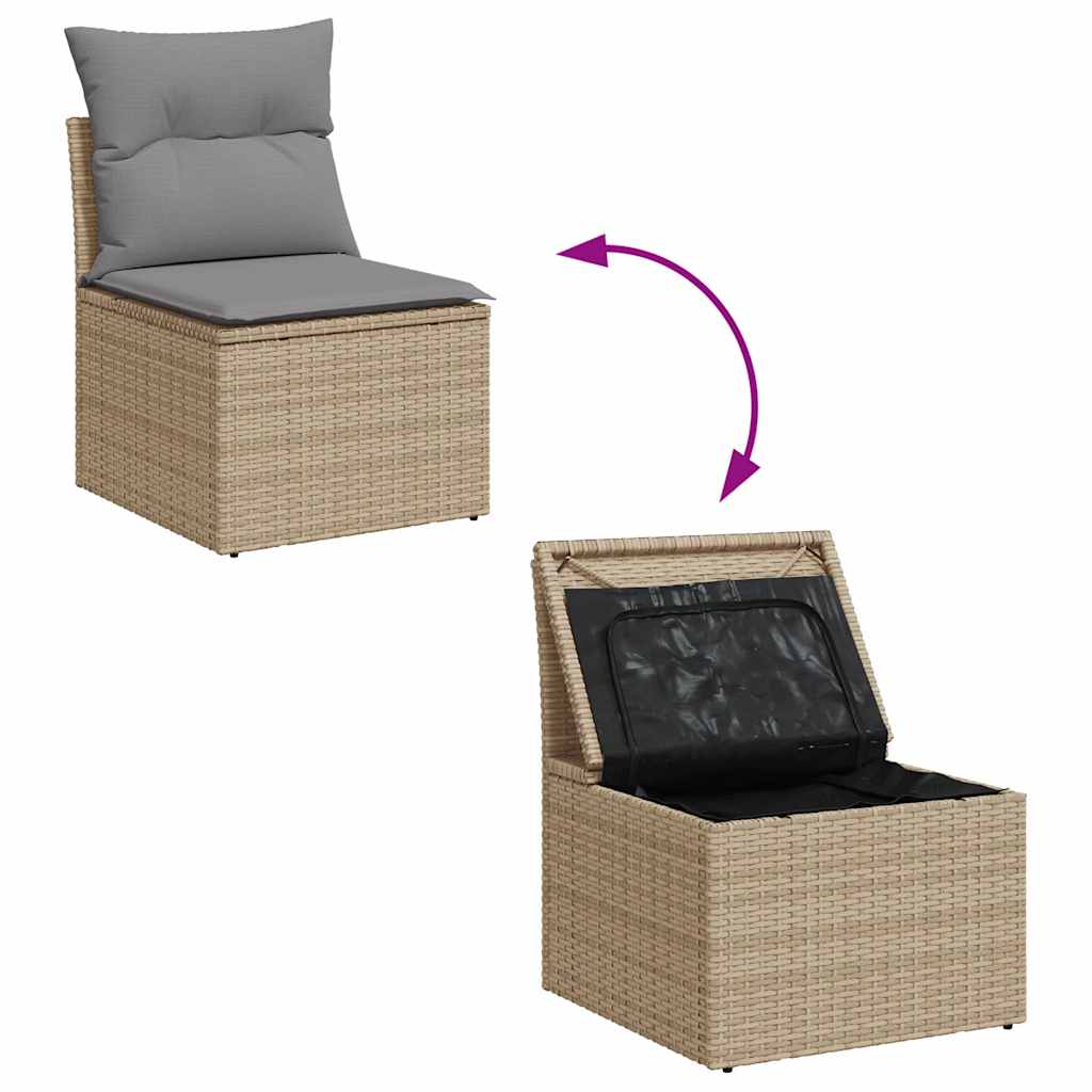 10 pcs garden sofa set with PE wicker/acacia beige cushions