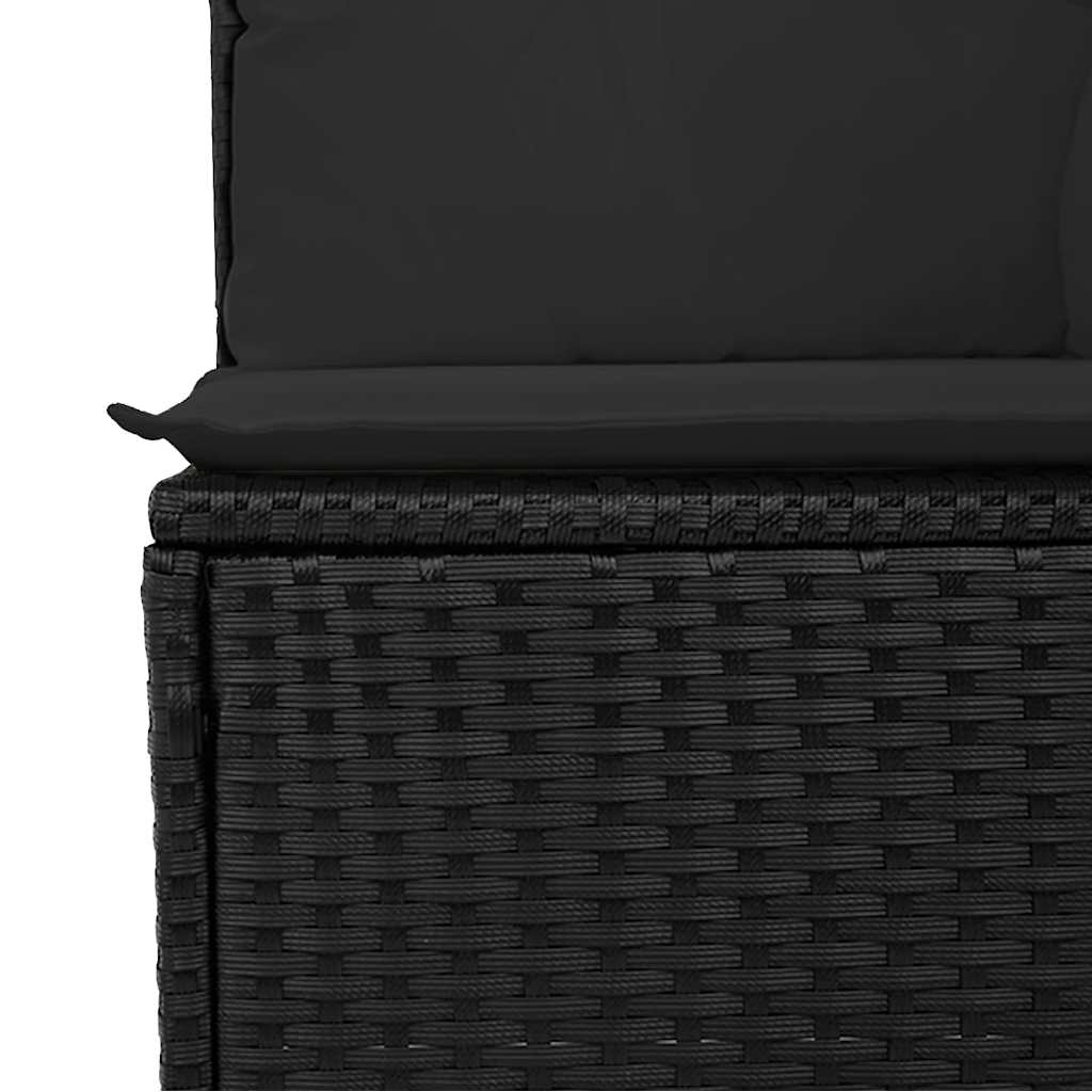 7 pcs conjunto sofás jardim c/ almofadões vime PE/acácia preto