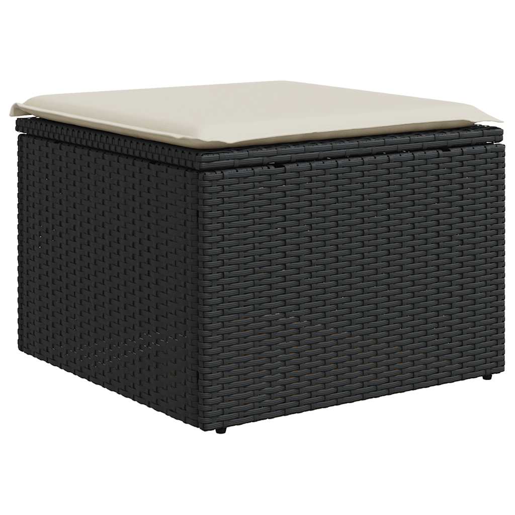 7 pcs conjunto sofás jardim c/ almofadões vime PE/acácia preto
