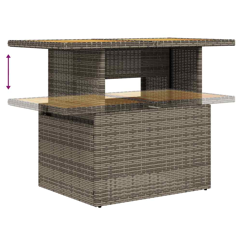 7 pcs conjunto sofás jardim almofadões vime PE/acácia cinzento