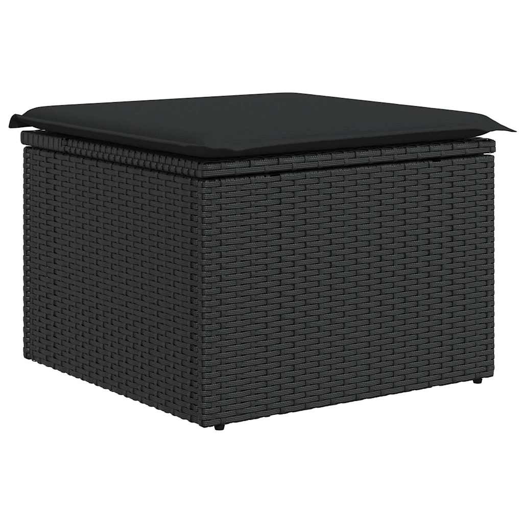 7 pcs conjunto sofás jardim c/ almofadões vime PE/acácia preto