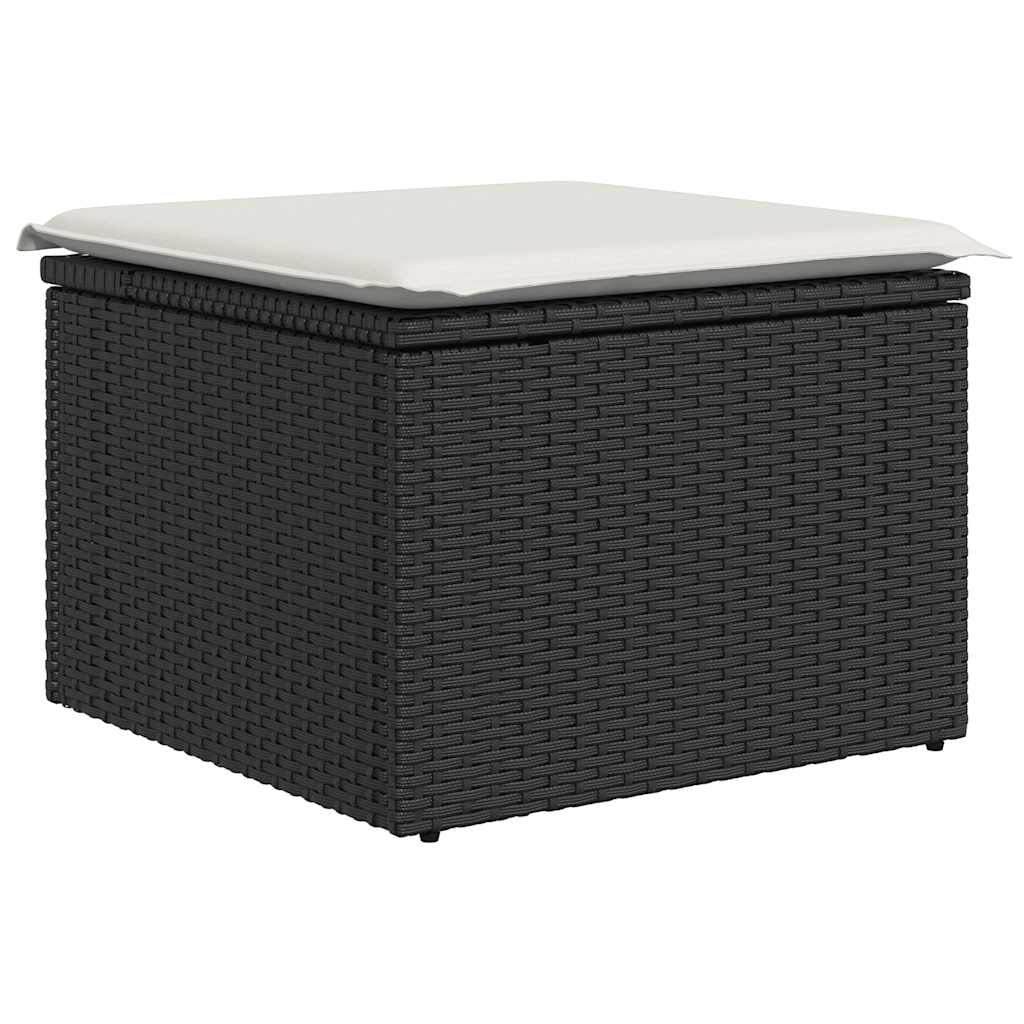7 pcs conjunto sofás jardim c/ almofadões vime PE/acácia preto