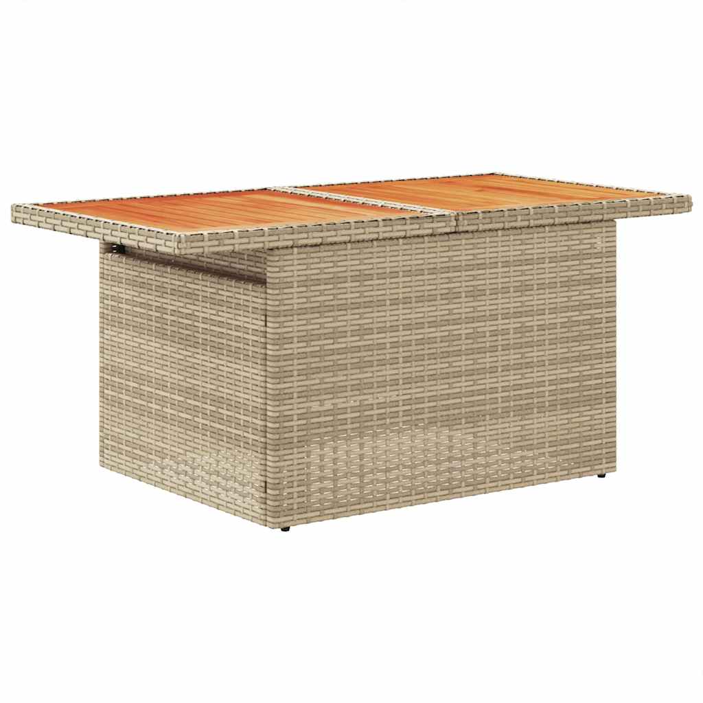 10 pcs conj. sofás p/ jardim c/ almofadões vime PE/acácia bege