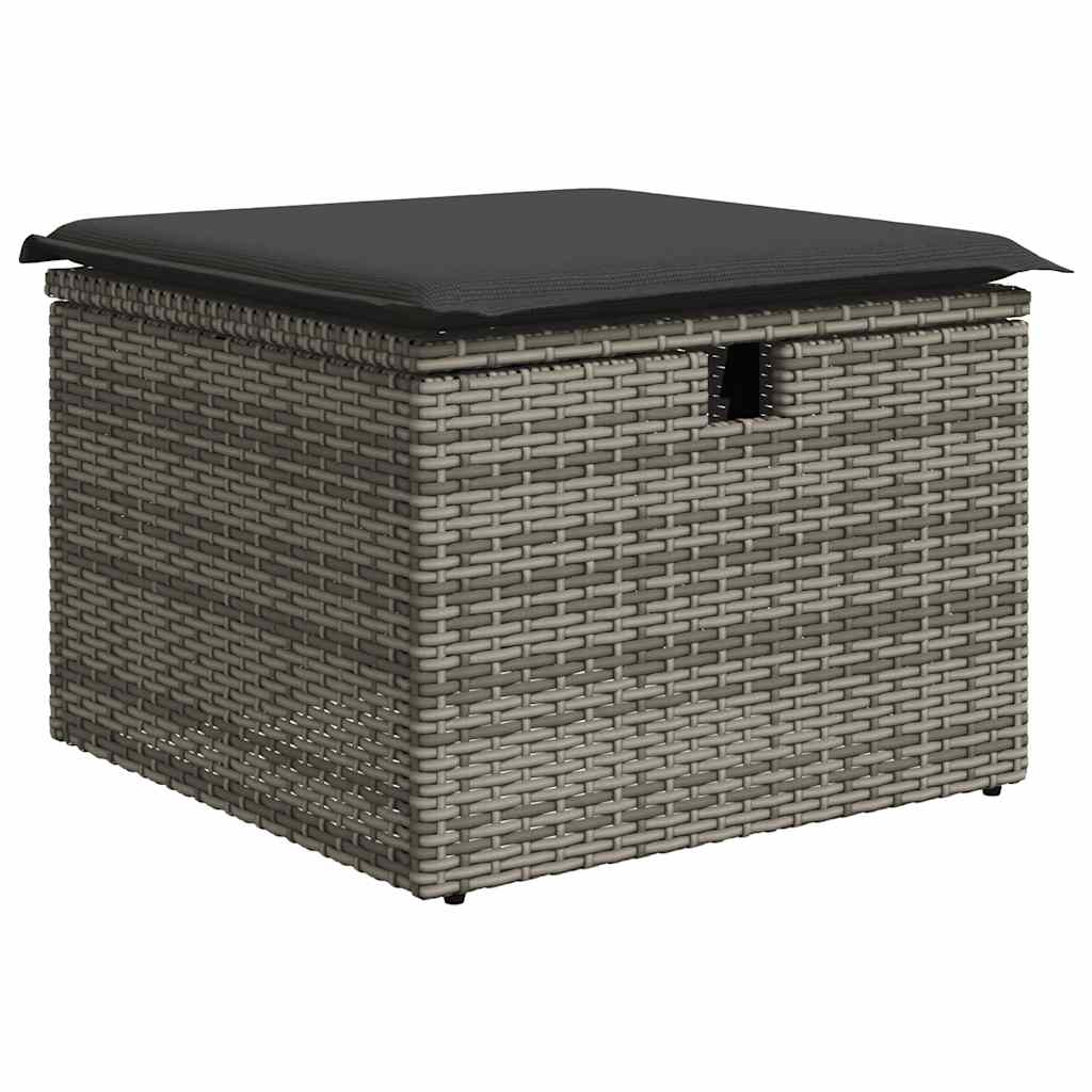 8 pcs garden sofa set with cushions poly rattan grey