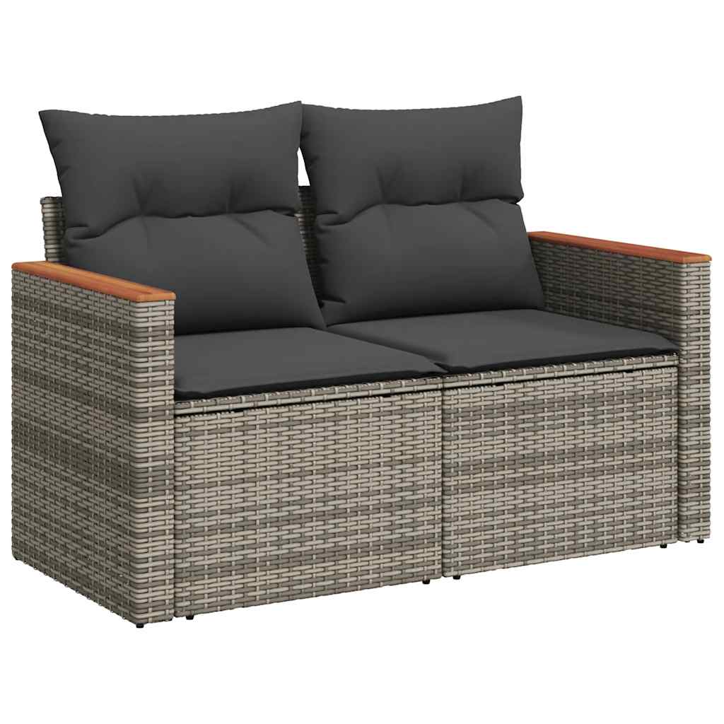 8 pcs garden sofa set with cushions poly rattan grey