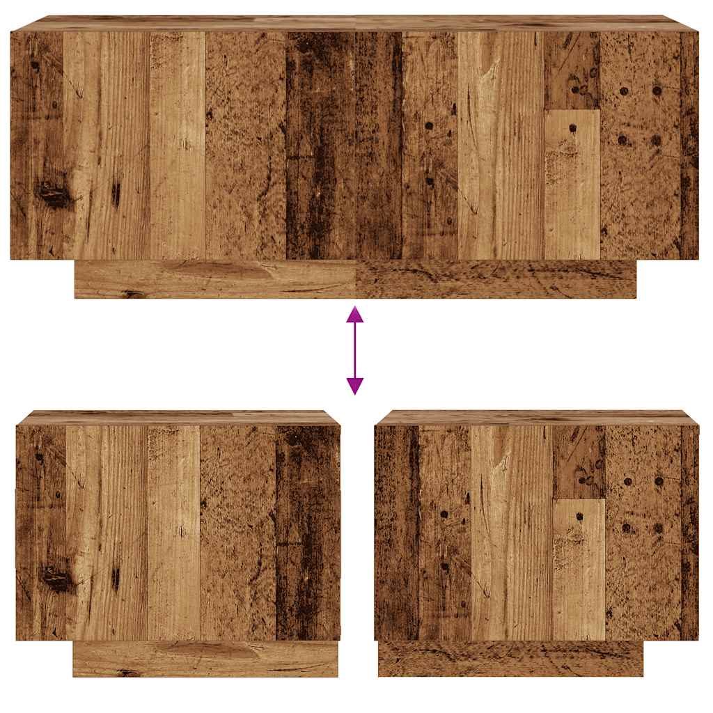 Bedside table 100x35x40 cm wood derivatives old wood