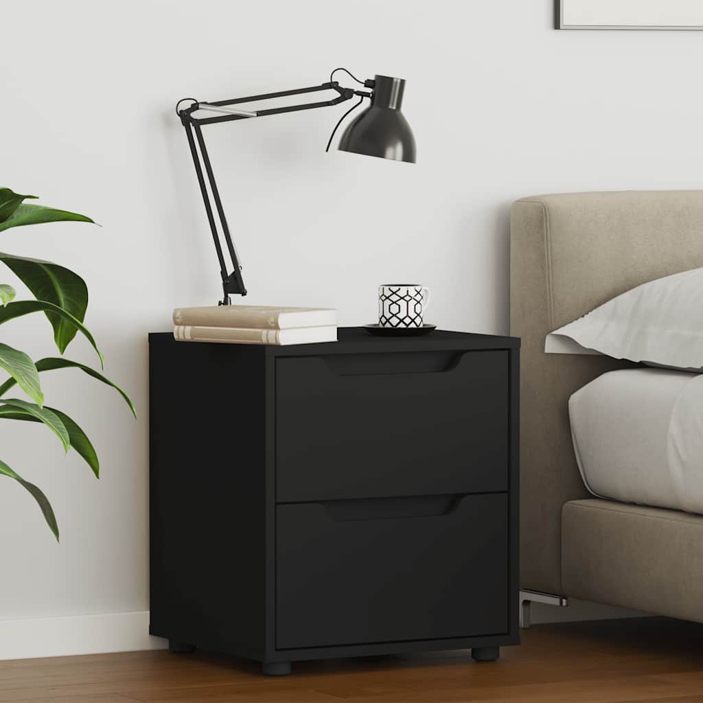 VISNES bedside table in black wood 45x40x50cm