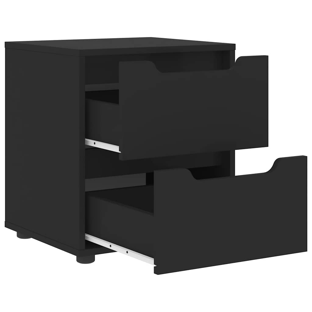 VISNES bedside table in black wood 45x40x50cm