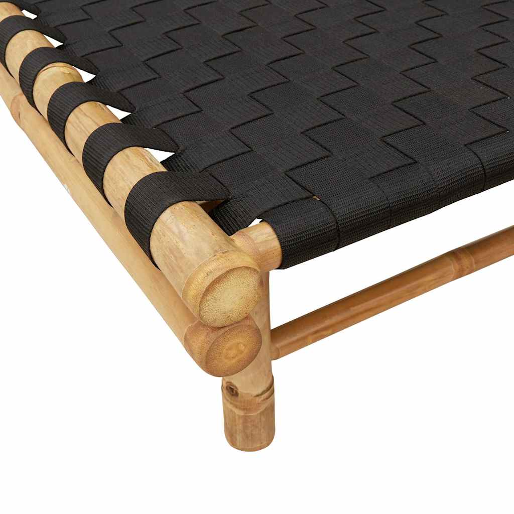 Espreguiçadeira com Tiras Pretas Entrelaçadas 55x200x30cm Bambu