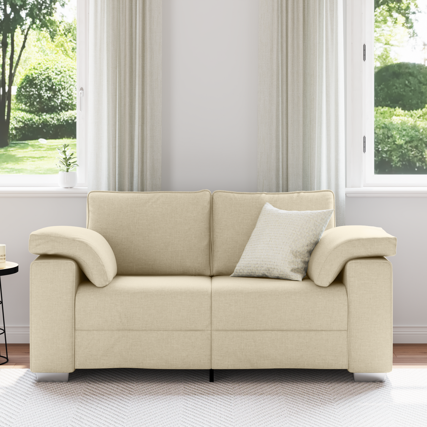 Sofá Loveseat vidaXL Creme 120 cm em Tecido