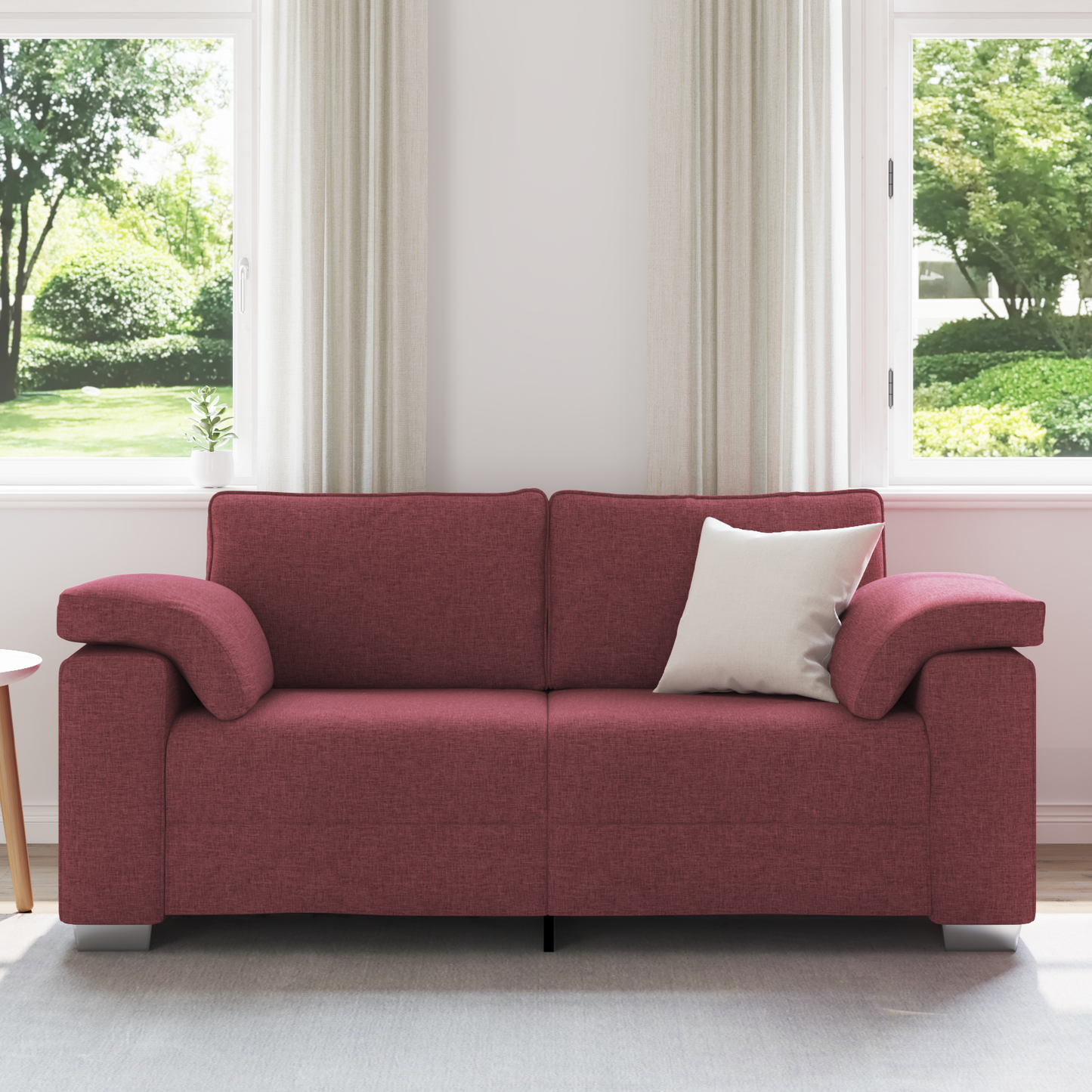 Sofá Loveseat Vermelho Vinho 140 cm Tecido