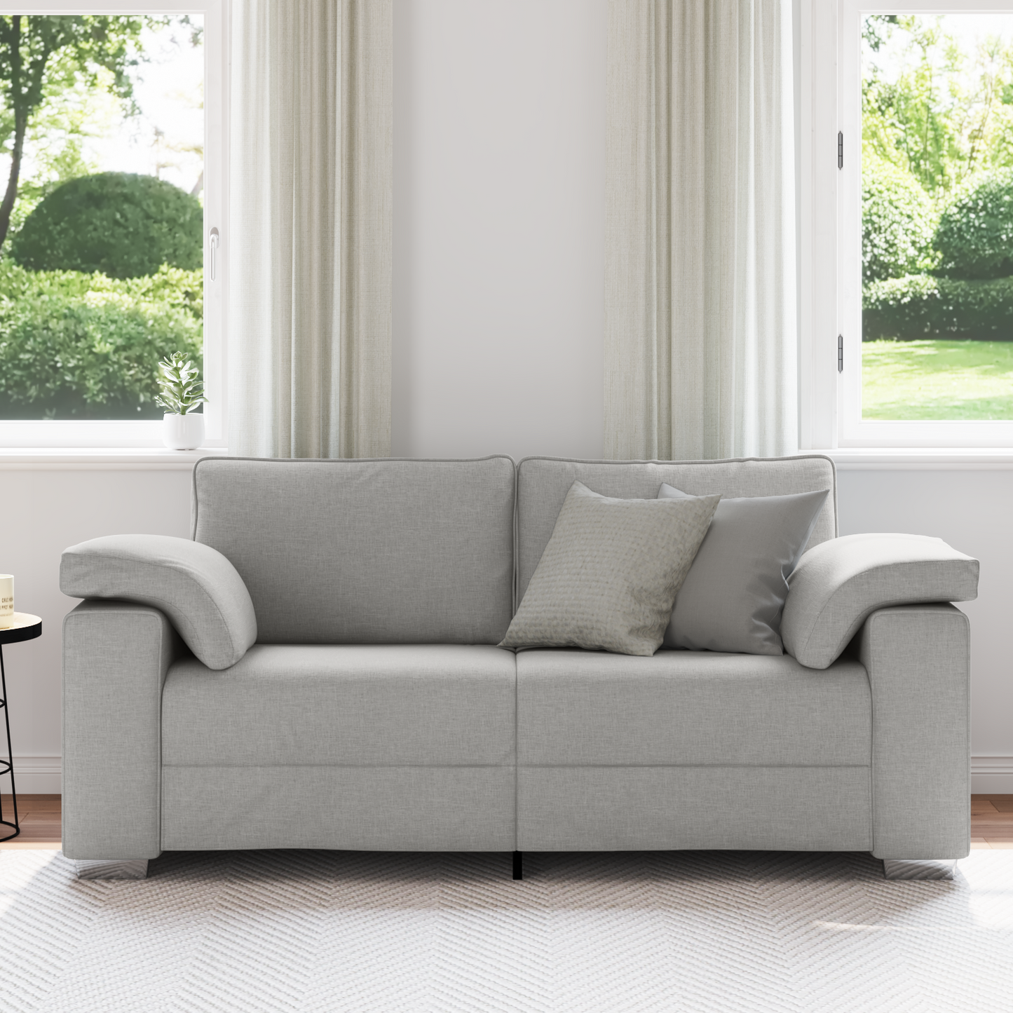 Sofá Loveseat vidaXL Cinza Nuvem 140 cm em Tecido