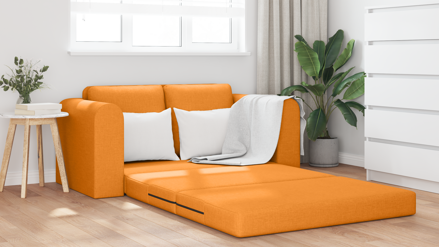 Sofá Chão Cama 2 em 1 Amarelo Escuro 148x71x83 cm Tecido