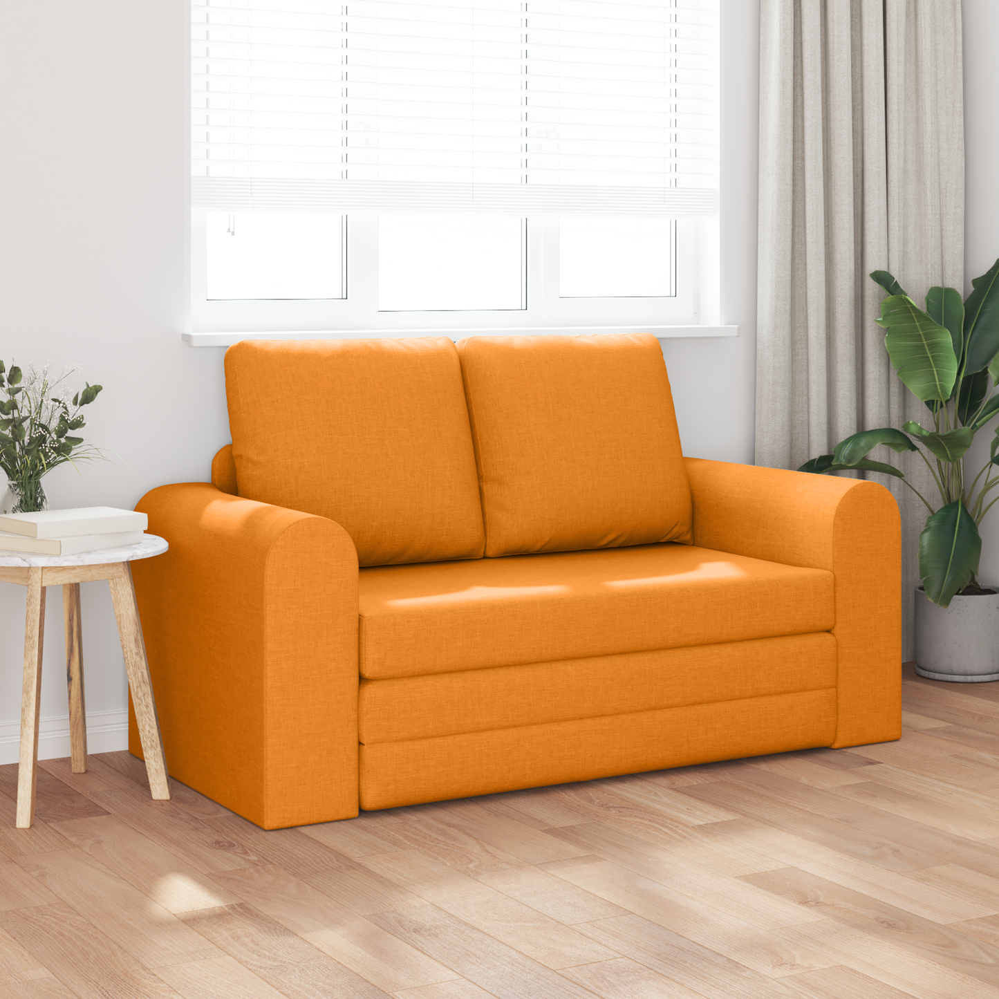 Sofá Chão Cama 2 em 1 Amarelo Escuro 148x71x83 cm Tecido