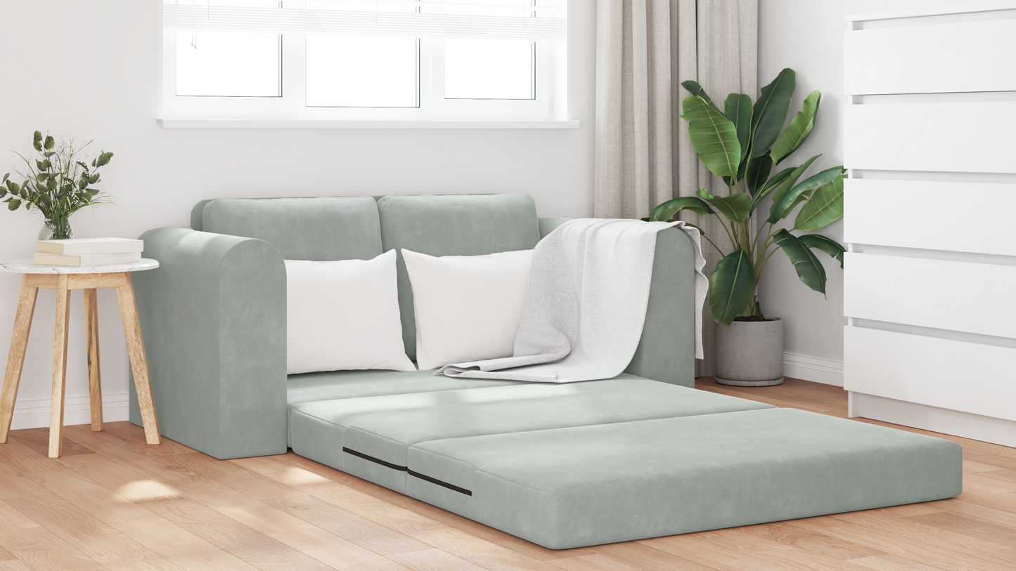 Sofá Cama de Piso 2-em-1 Cinza Claro 148x71x83 cm Veludo