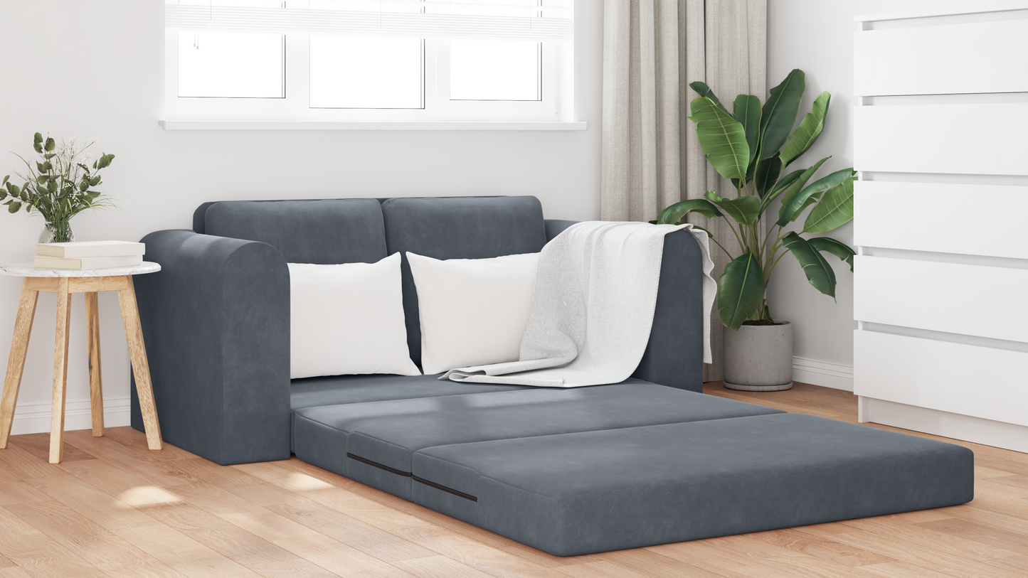 Sofá Cama de Chão 2 em 1 Cinza Escuro 148x71x83 cm Veludo
