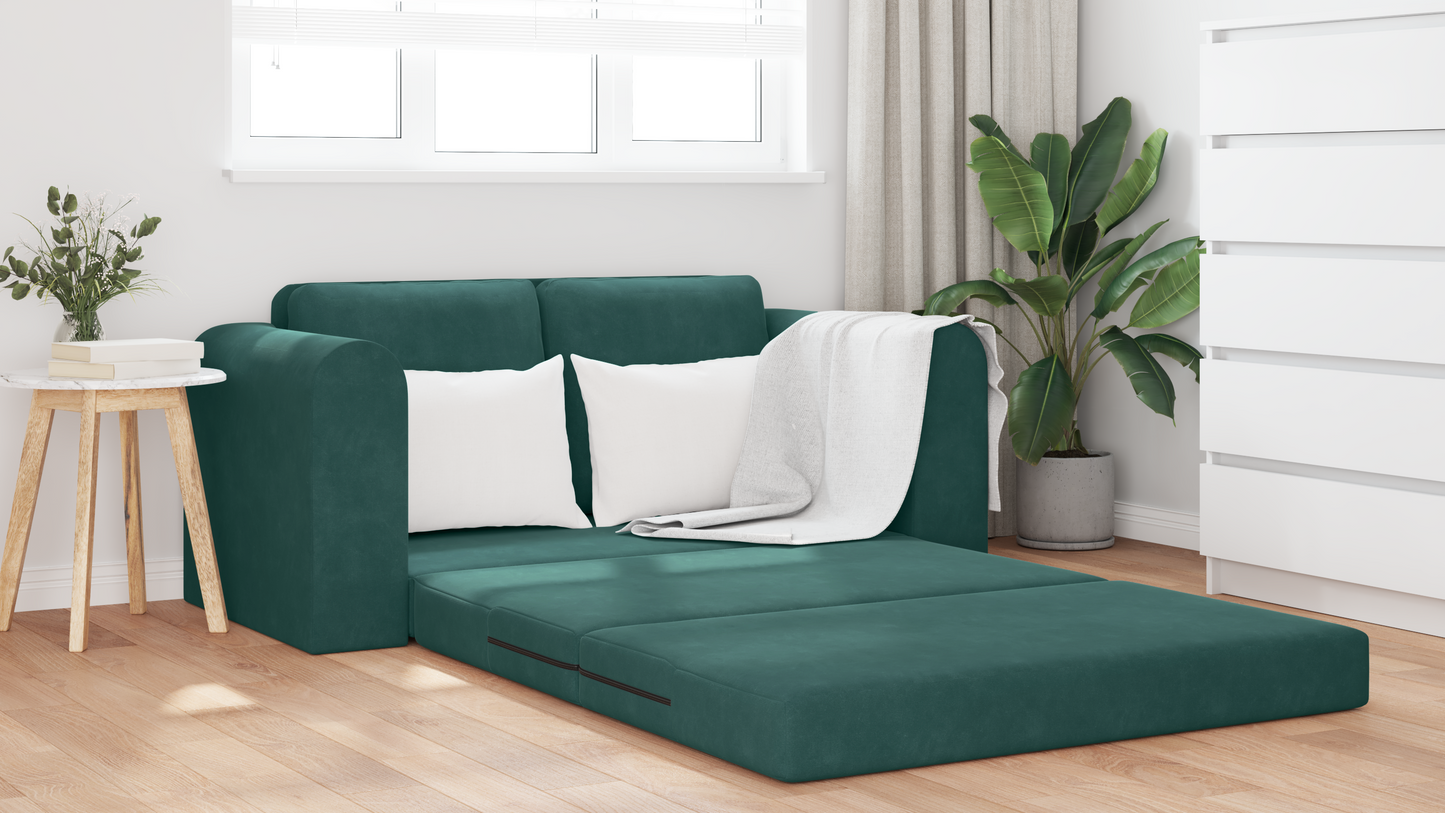 Sofá Cama 2 em 1 Verde Escuro 148x71x83 cm em Veludo