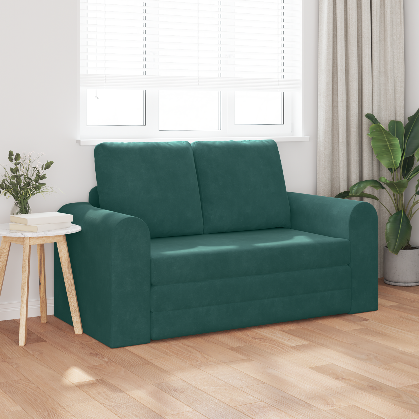 Sofá Cama 2 em 1 Verde Escuro 148x71x83 cm em Veludo