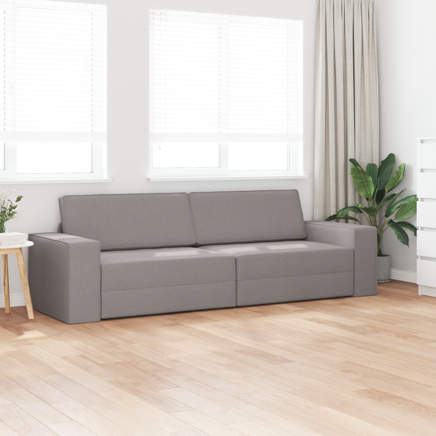 Sofá-Cama de Chão 2 em 1 Taupe 245x150x60.5 cm Tecido