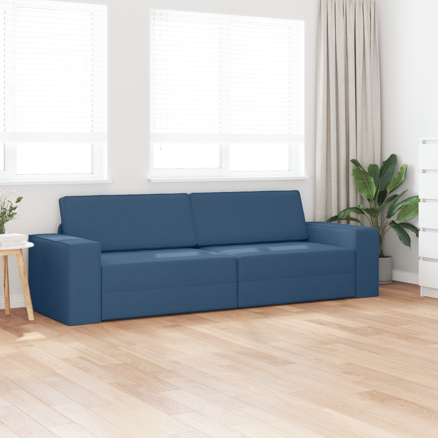 Sofá Cama de Chão 2 em 1 Azul 245x150x60,5 cm Tecido