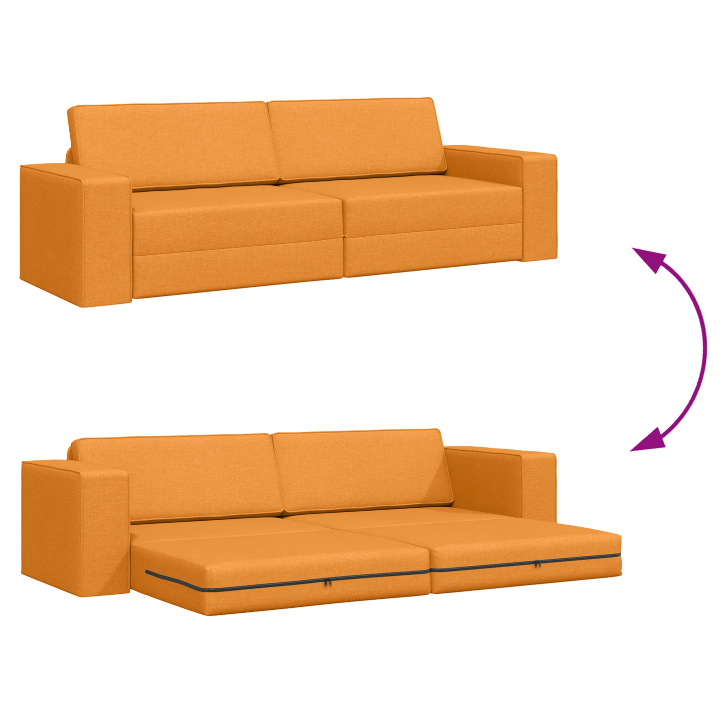 Sofá Cama de Chão 2-em-1 Amarelo Escuro 245x150x60.5 cm Tecido