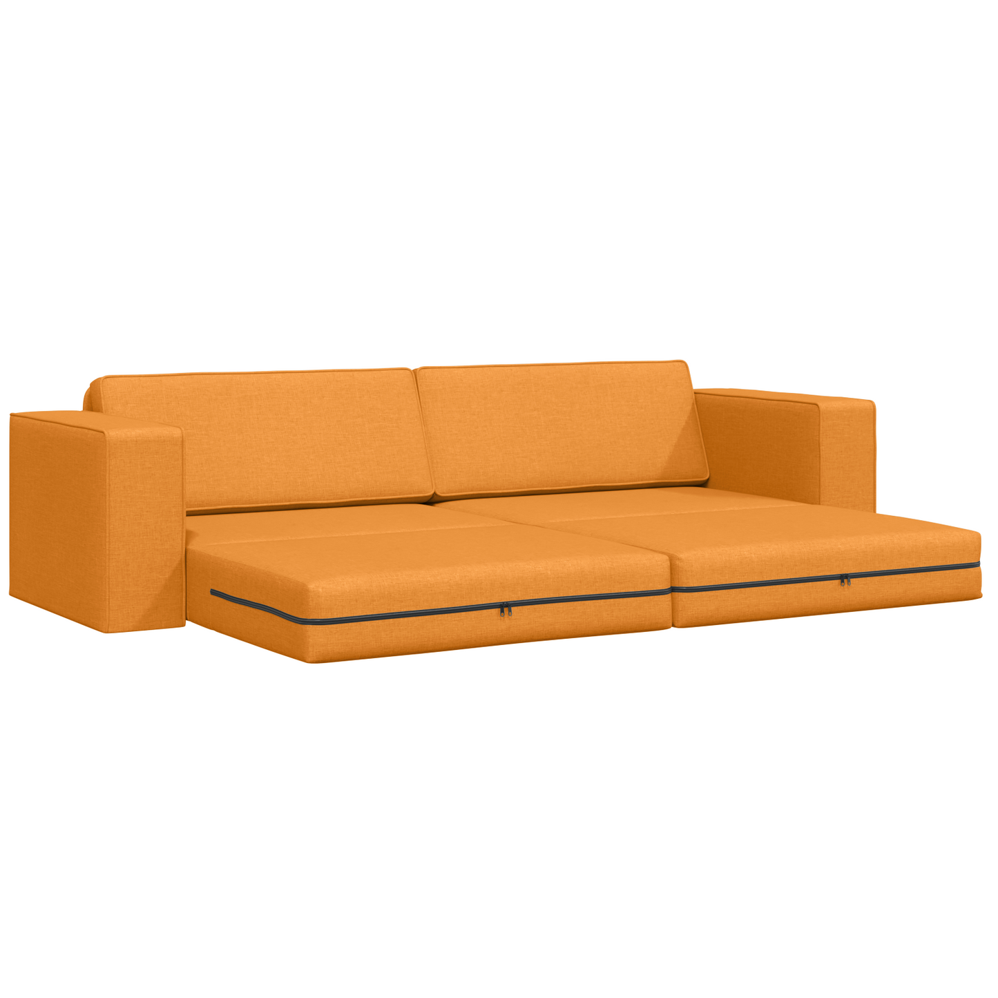 Sofá Cama de Chão 2-em-1 Amarelo Escuro 245x150x60.5 cm Tecido
