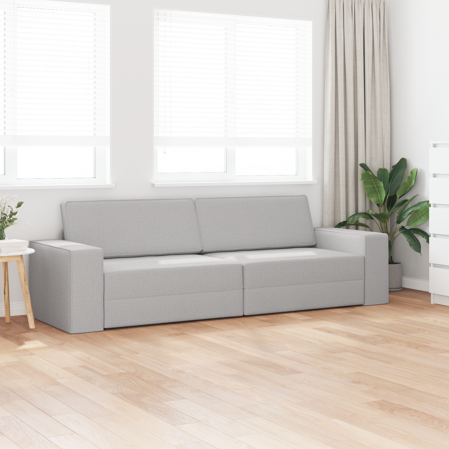 Sofá Cama 2-em-1 Cinza Nuvem 245x150x60.5 cm Tecido