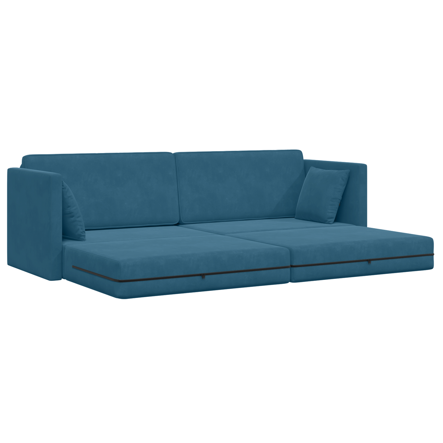 Sofá Cama 2 em 1 Azul 213x144x60 cm Veludo