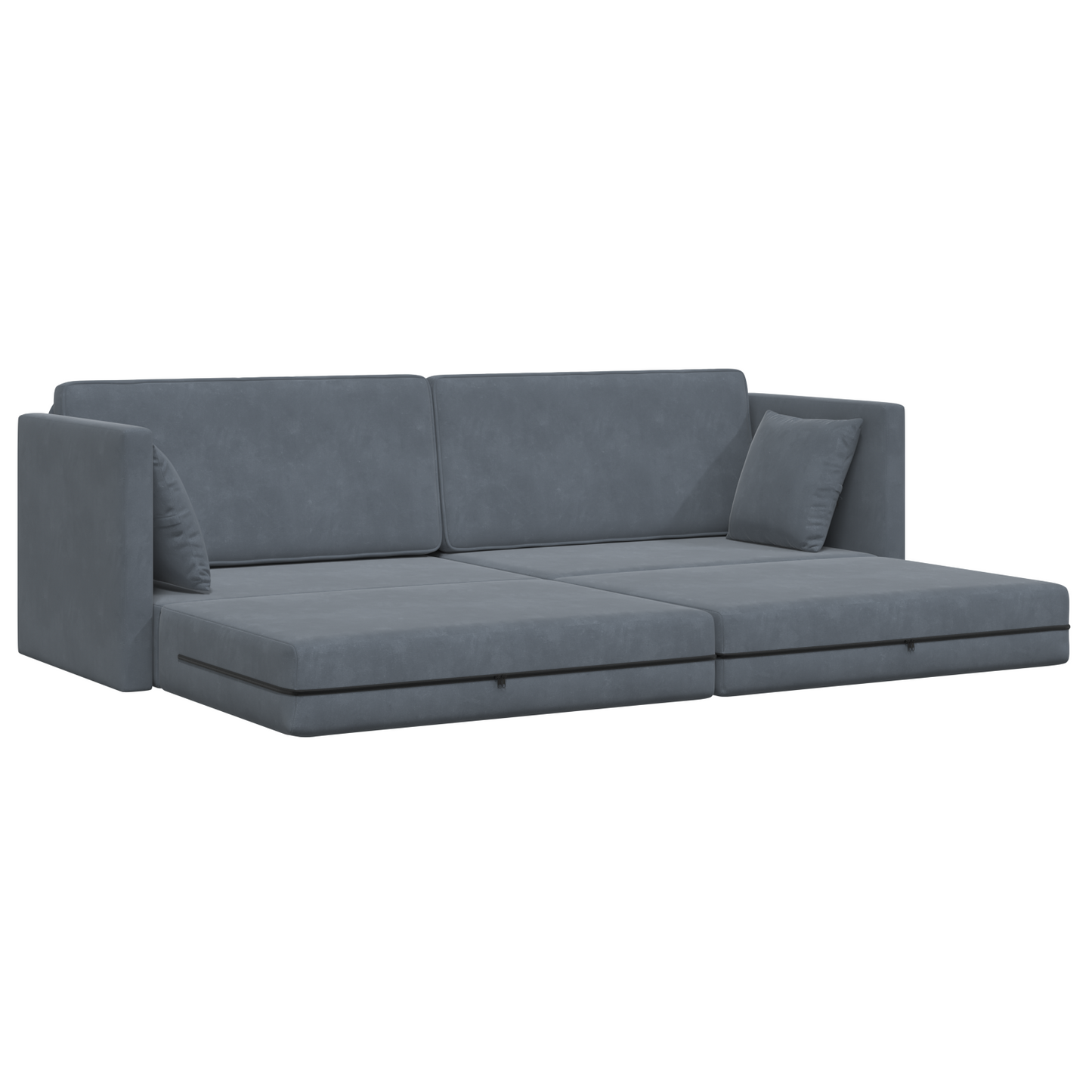 Sofá Cama 2 em 1 Cinza Escuro 213x144x60 cm Veludo