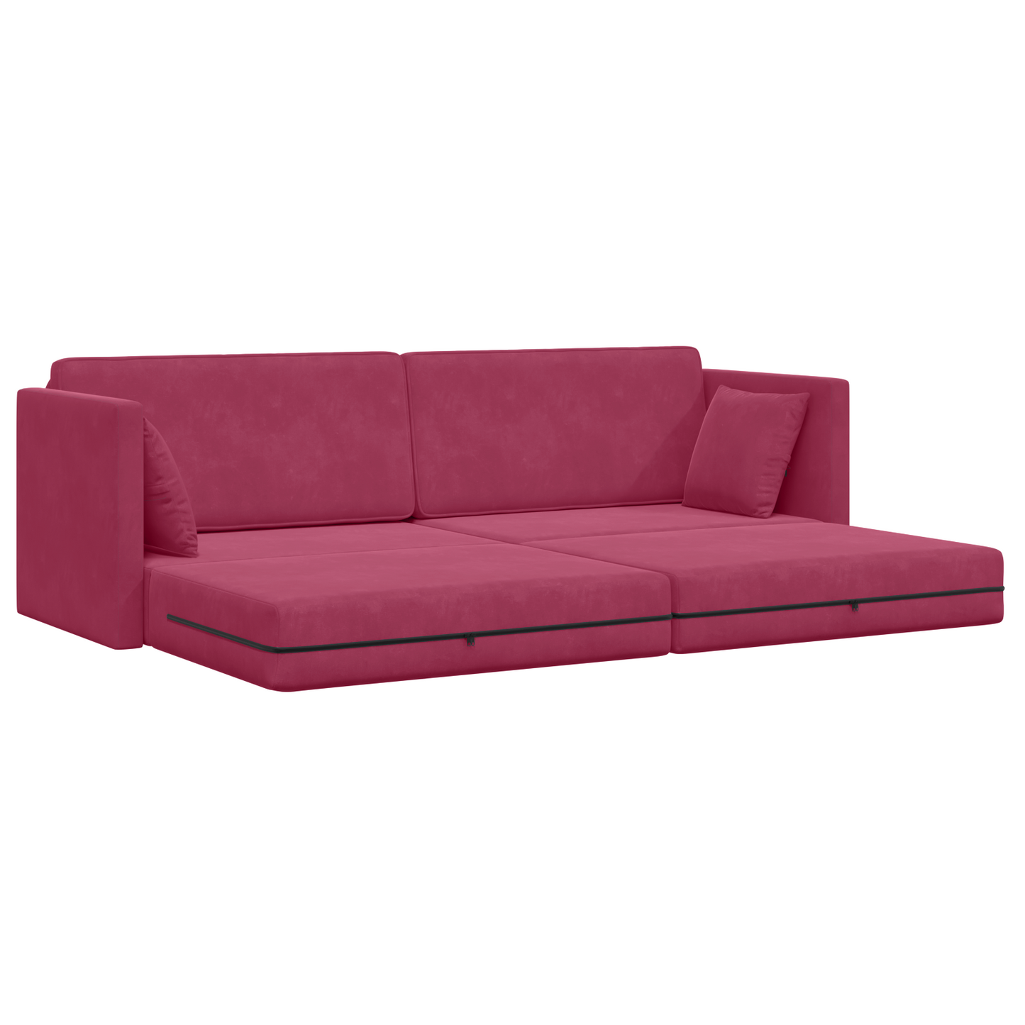 Sofá-Camas 2 em 1 Vermelho Vinho 213x144x60 cm Veludo