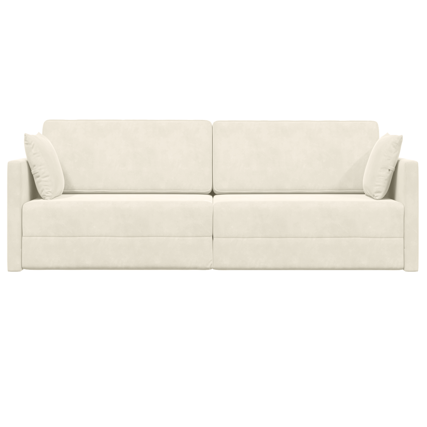 Sofá Cama de Chão 2 em 1 Creme 213x144x60 cm Veludo