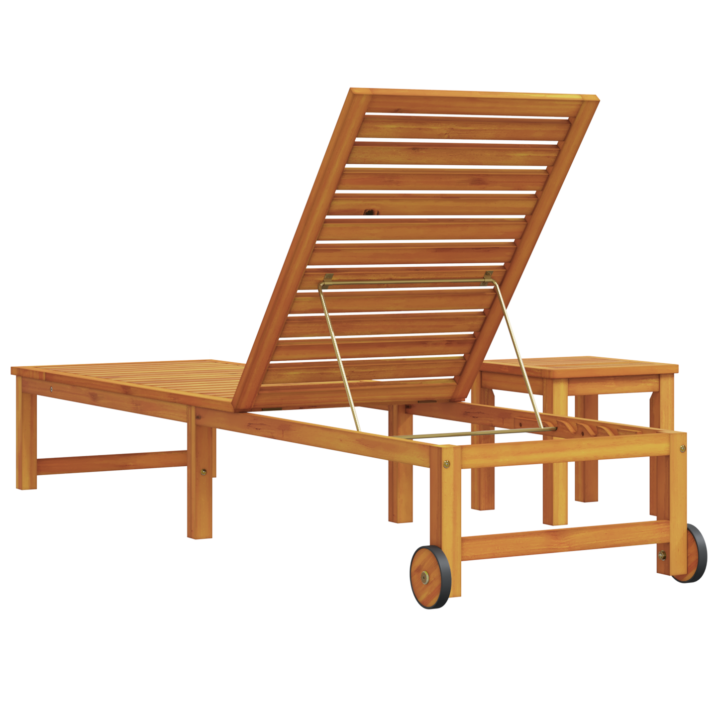 Espreguiçadeira com Mesa de Madeira Sólida de Acácia