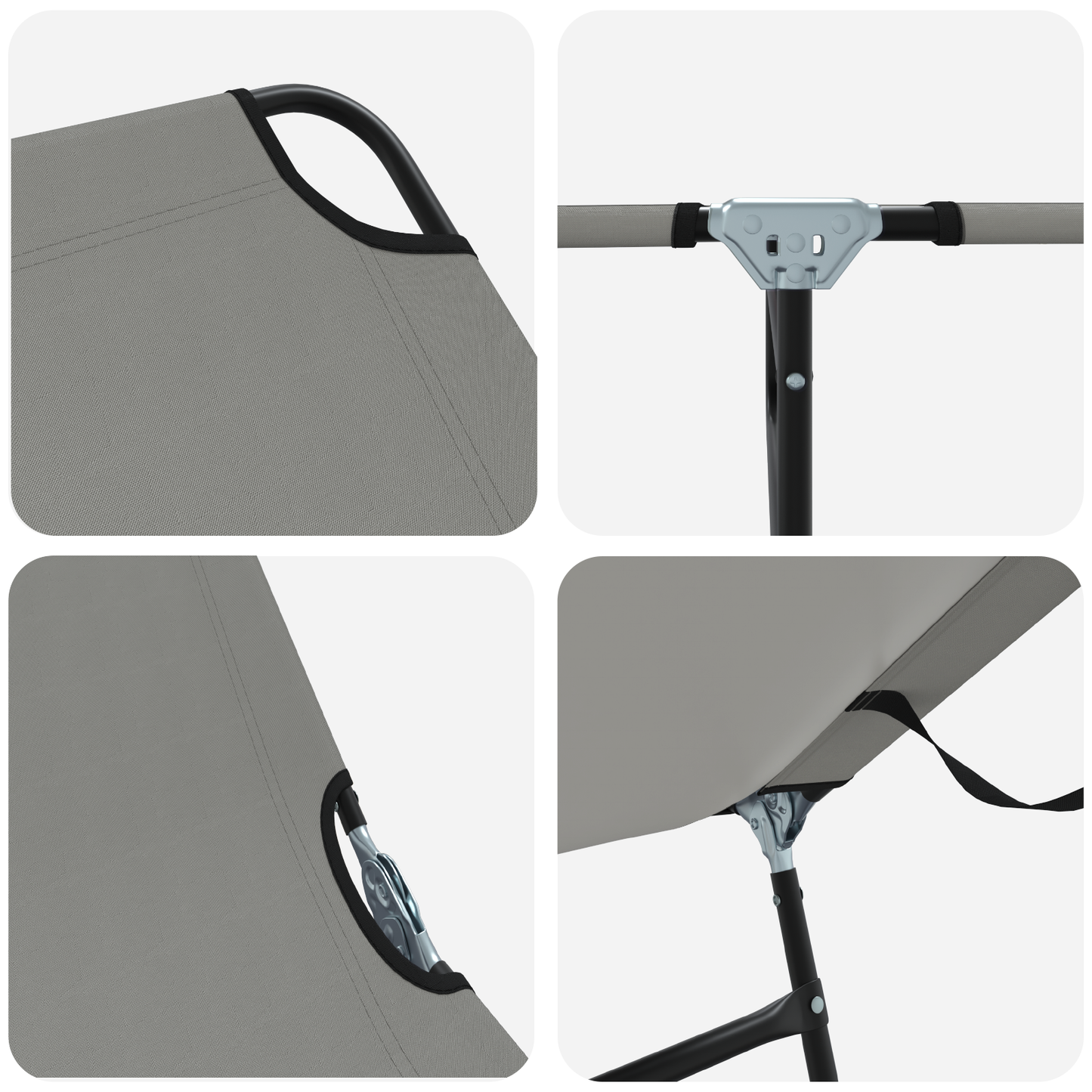 Espreguiçadeira Dobrável 2 pcs Cinza em tecido Oxford 600D