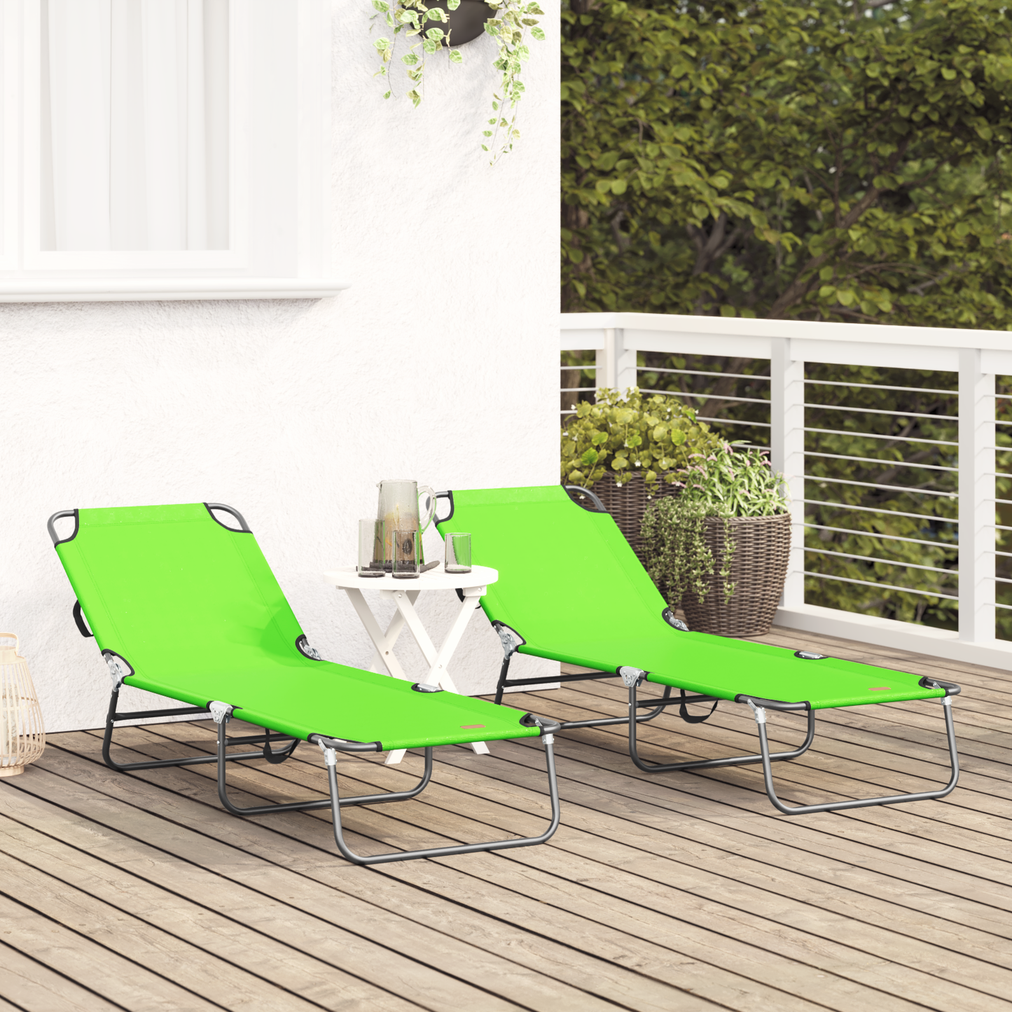 Espreguiçadeira Dobrável 2 pcs Verde Portátil Tecido Oxford 600D