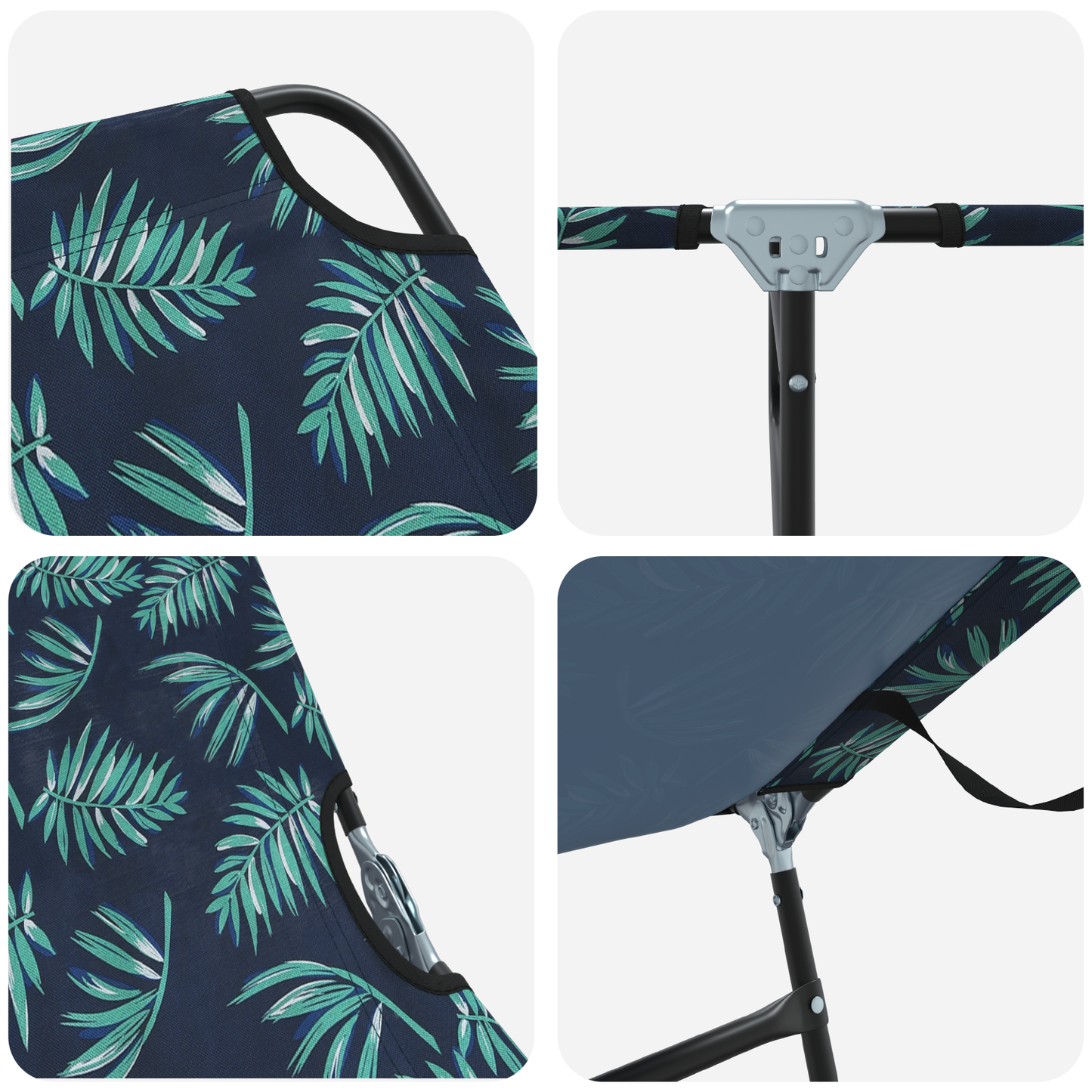 Espreguiçadeira dobrável 2 pcs Padrão de folhas Tecido Oxford 600D