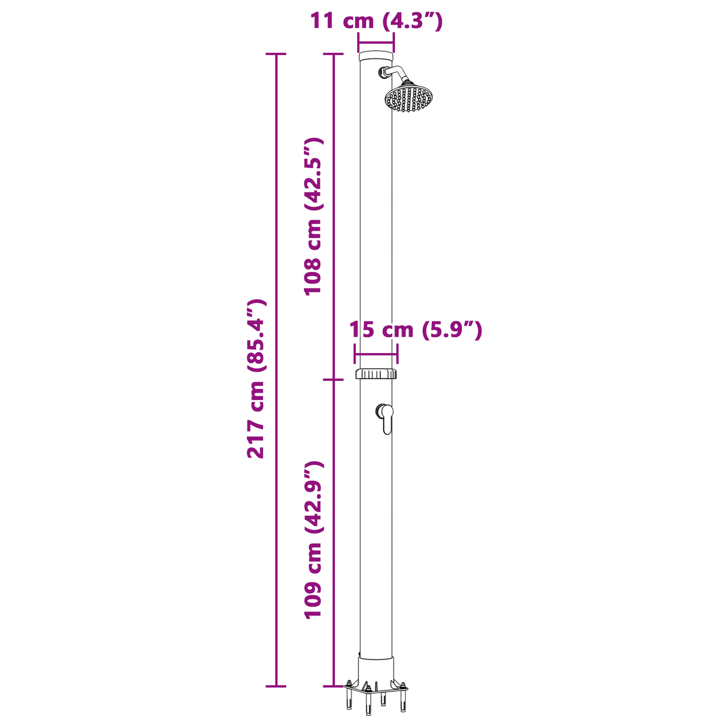 Chuveiro Solar Externo 217 cm 20 L