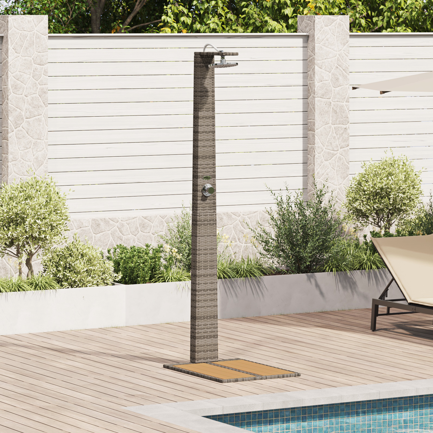 Chuveiro de Jardim Cinzento 60x80x214 cm Rattan Poliéster