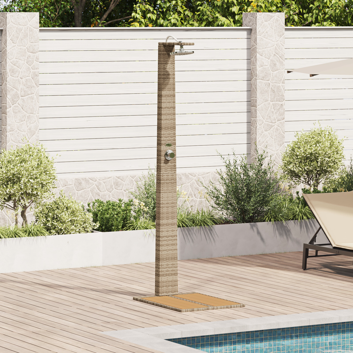 Chuveiro de Jardim Bege 60x80x214 cm Polyrattan