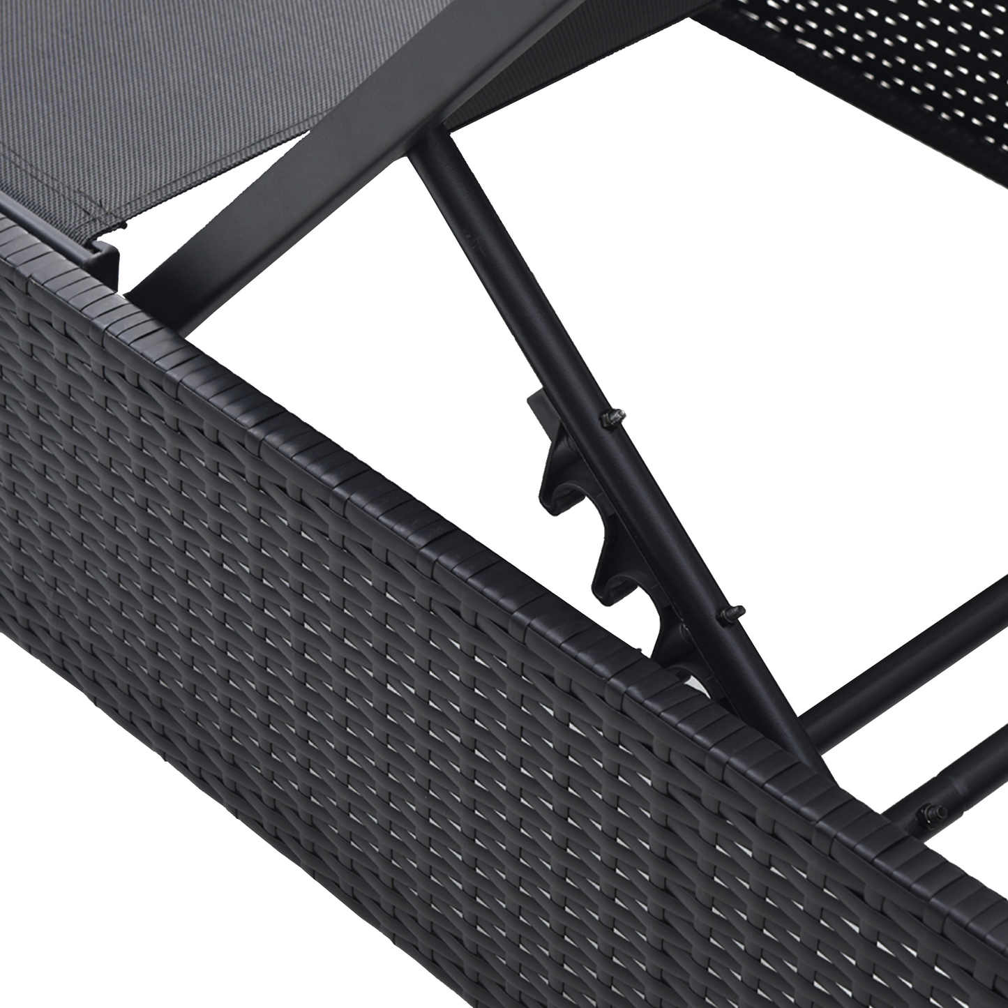 Espreguiçadeira Preta 60x200x27 cm Rattan Sintético