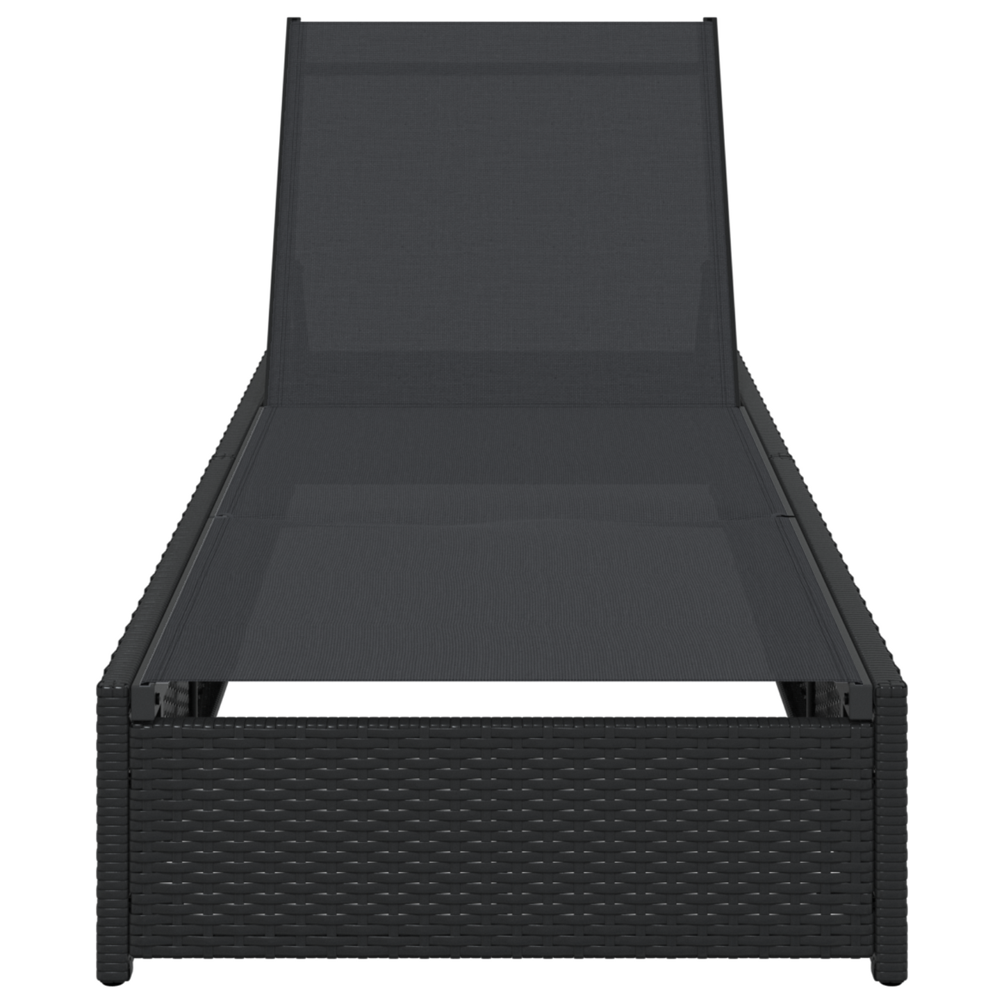 Espreguiçadeira Preta 60x200x27 cm Rattan Sintético