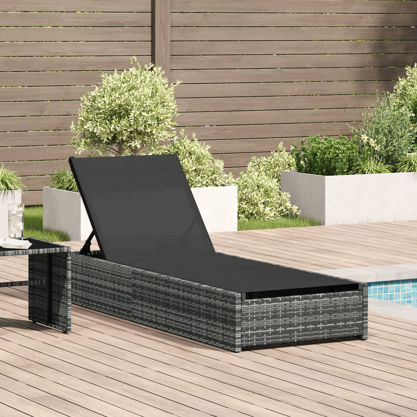 Espreguiçadeira VidaXL Cinza 60x200x27 cm Vime Sintético