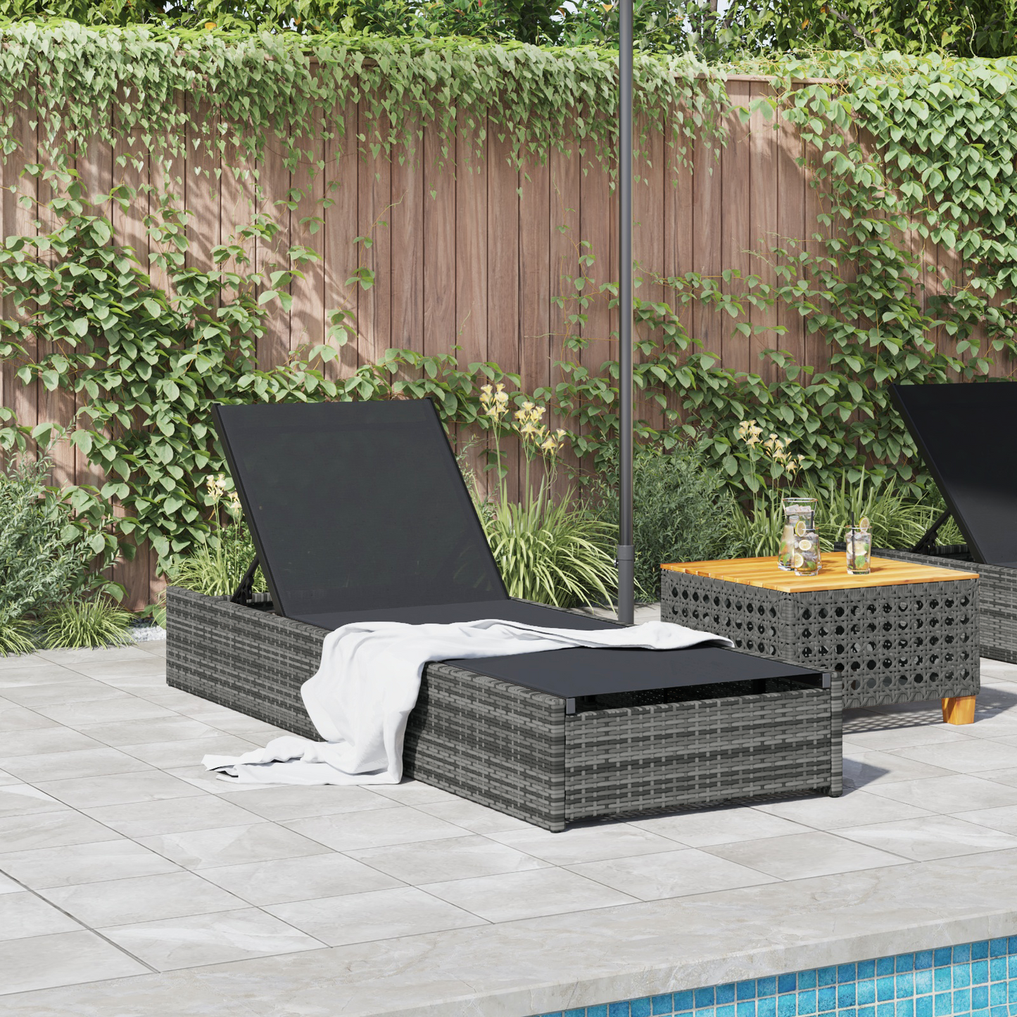 Espreguiçadeira VidaXL Cinza 60x200x27 cm Vime Sintético