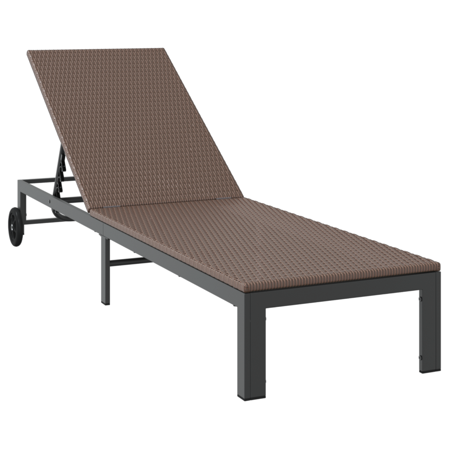 Conjuntos de espreguiçadeiras 2 pcs com rodas e mesa em rattan sintético castanho